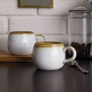 Four (4) Stoneware Reactive Glaze Round Mug